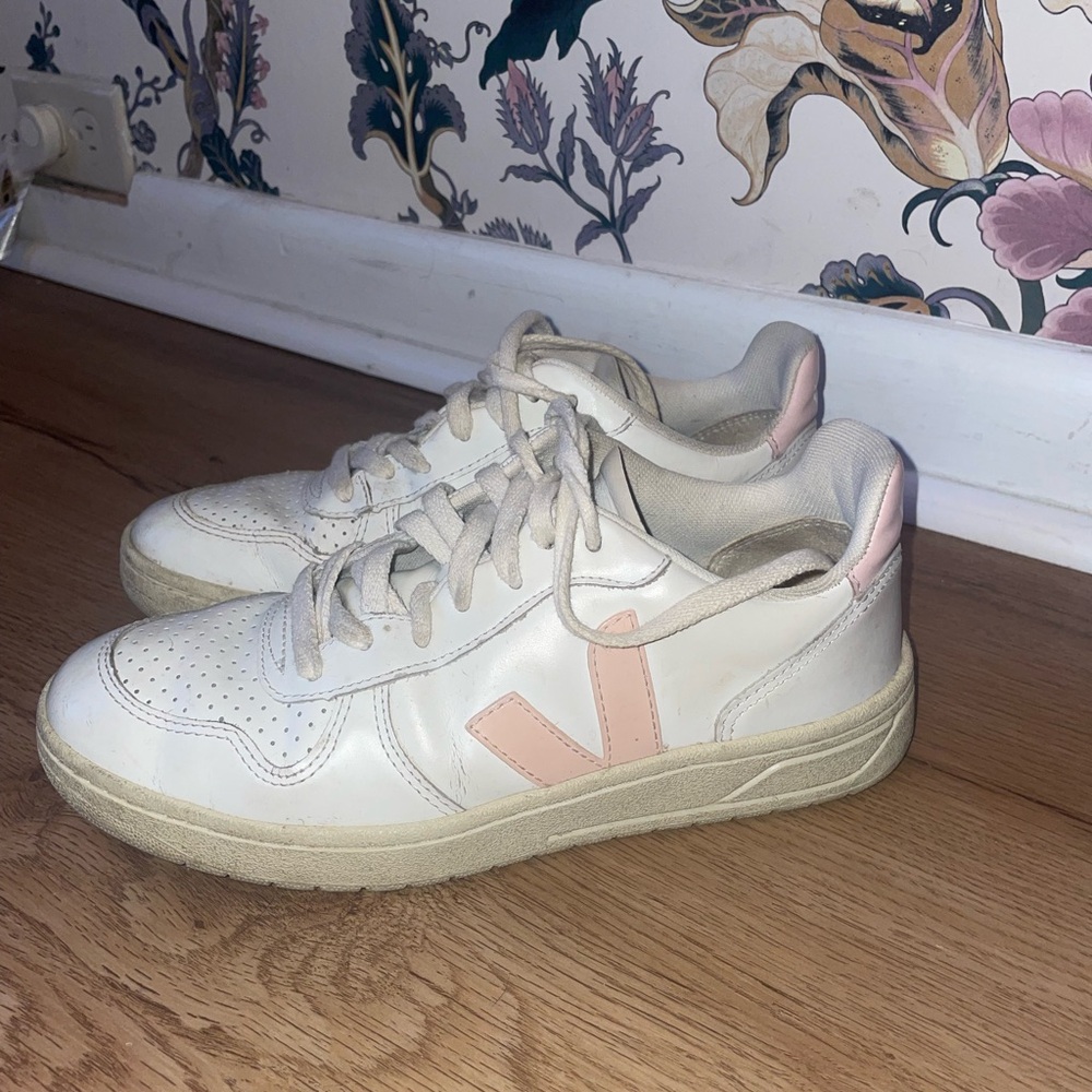White and Pink Sneakers